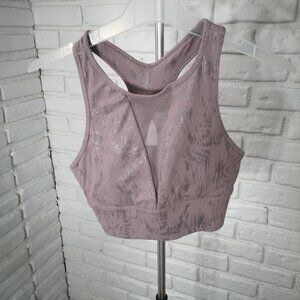 Sweaty Betty Ladies Size Small Mauve w/ Silver Pattern Racer Back Sports Bra
